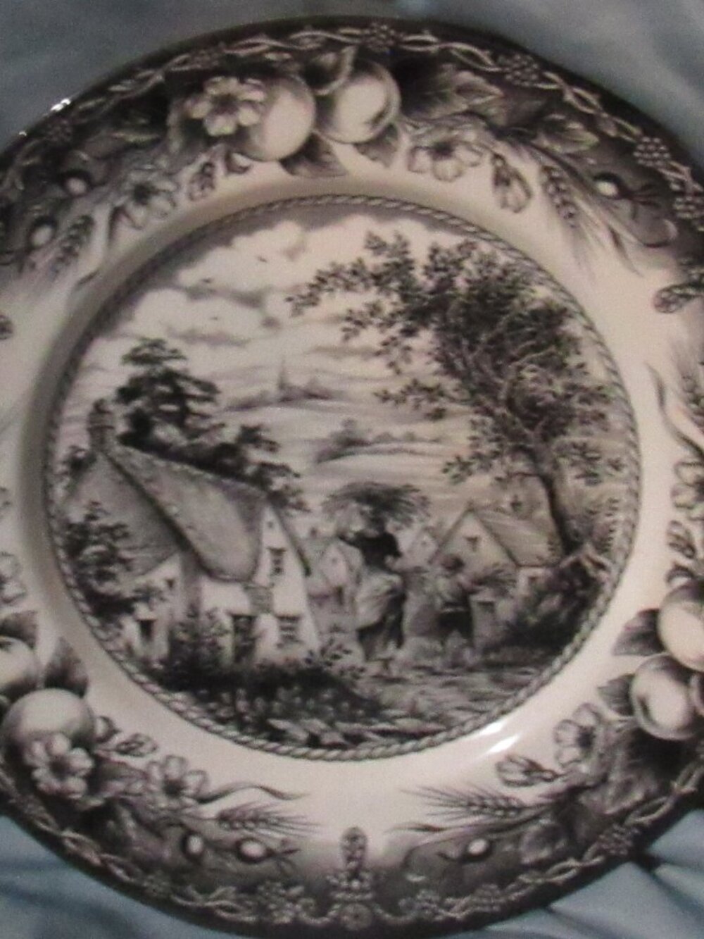 Royal Stafford Hayride 11" Plate, Black Transferware, Made in England, 2nd  Z231